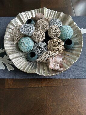 Decorative Potpourri Silver Bowl with Natural Elements